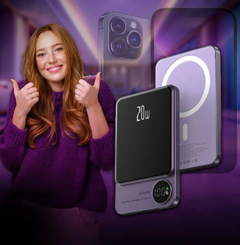 اشحن أجهزتك بسرعة وأمان مع لمسة أرجوانية أنيقة